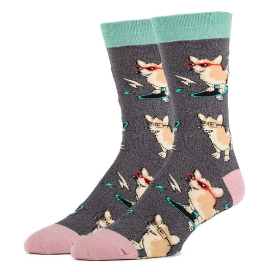 Corgi Boi - Men's Cotton Crew Funny Socks - steven wick