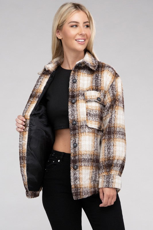 Cozy Plaid Flannel Shacket - steven wick