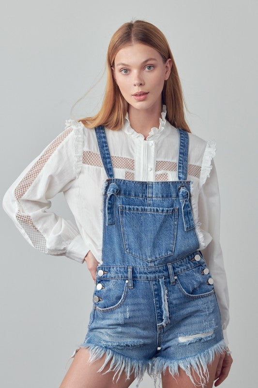 Frayed Overall Romper - steven wick