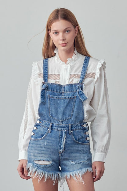 Frayed Overall Romper - steven wick