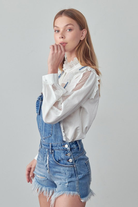 Frayed Overall Romper - steven wick