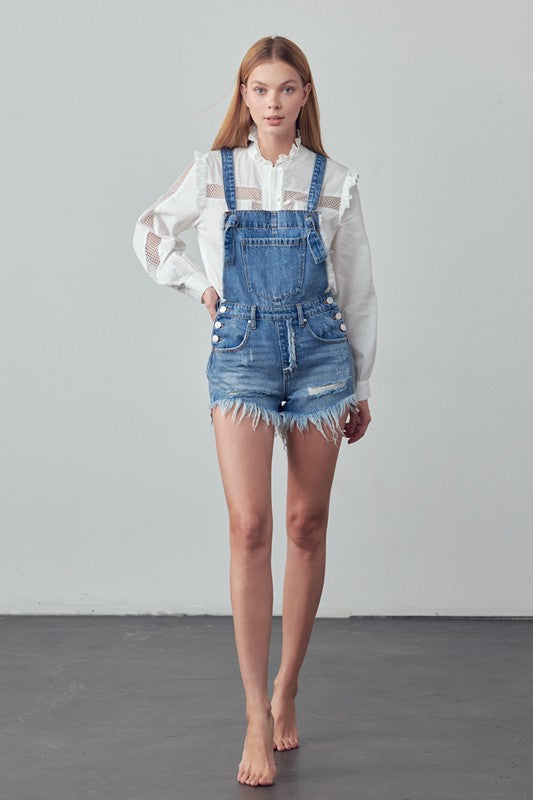 Frayed Overall Romper - steven wick