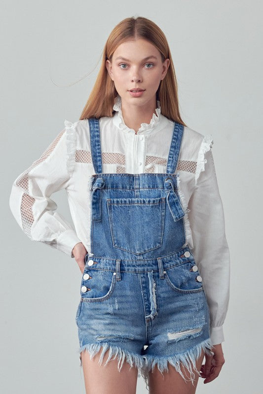 Frayed Overall Romper - steven wick