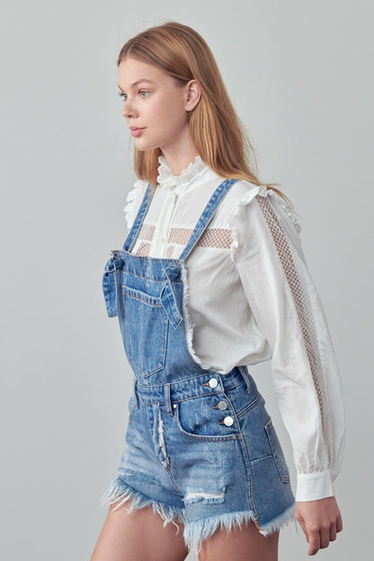 Frayed Overall Romper - steven wick