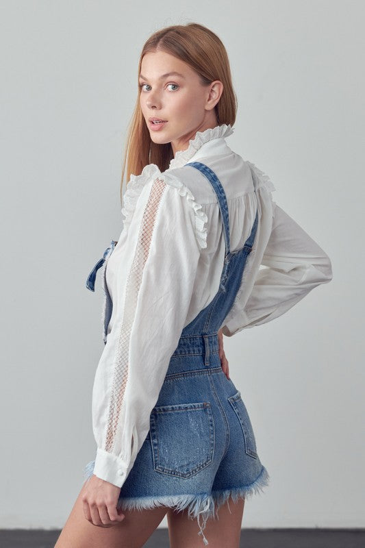 Frayed Overall Romper - steven wick