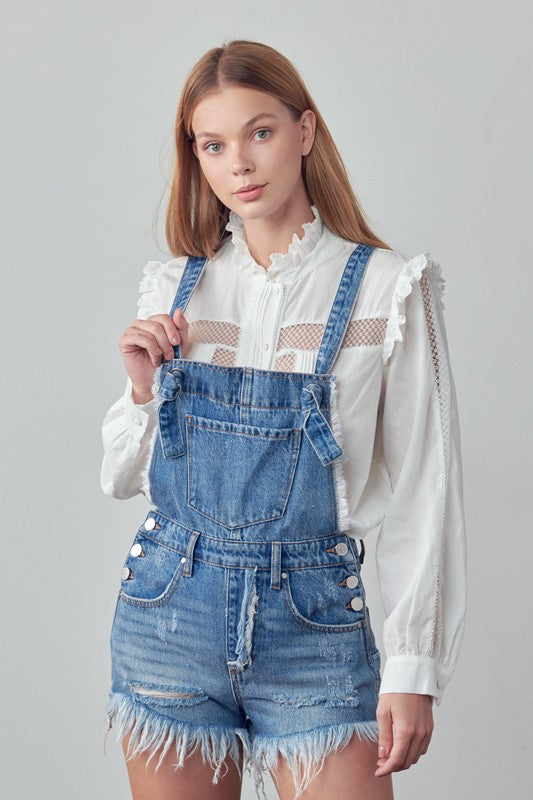 Frayed Overall Romper - steven wick