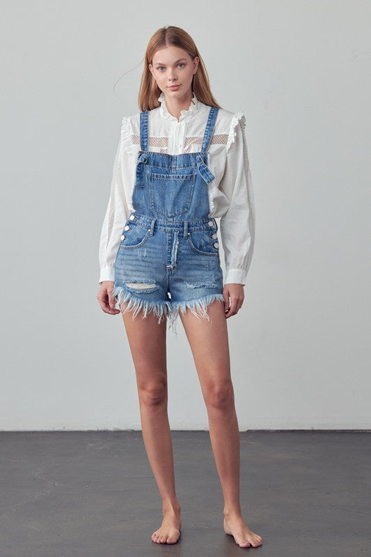 Frayed Overall Romper - steven wick
