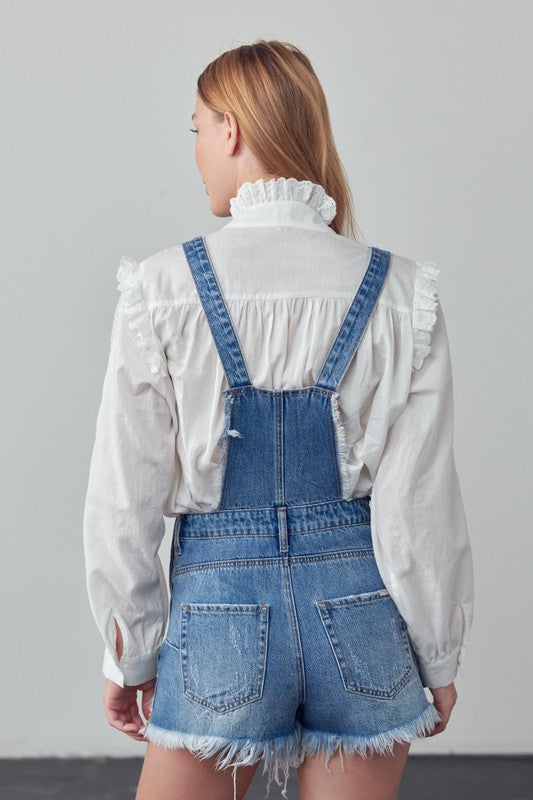 Frayed Overall Romper - steven wick