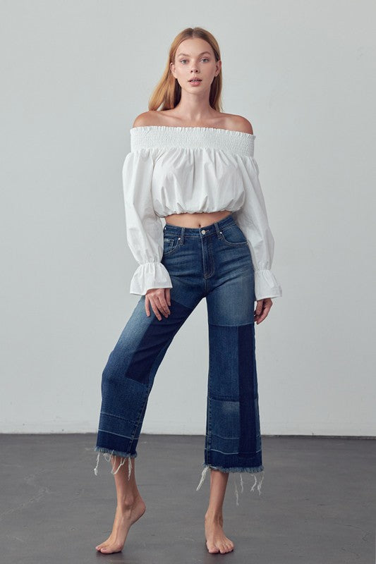 Mid Rise Crop Flare Jeans - steven wick