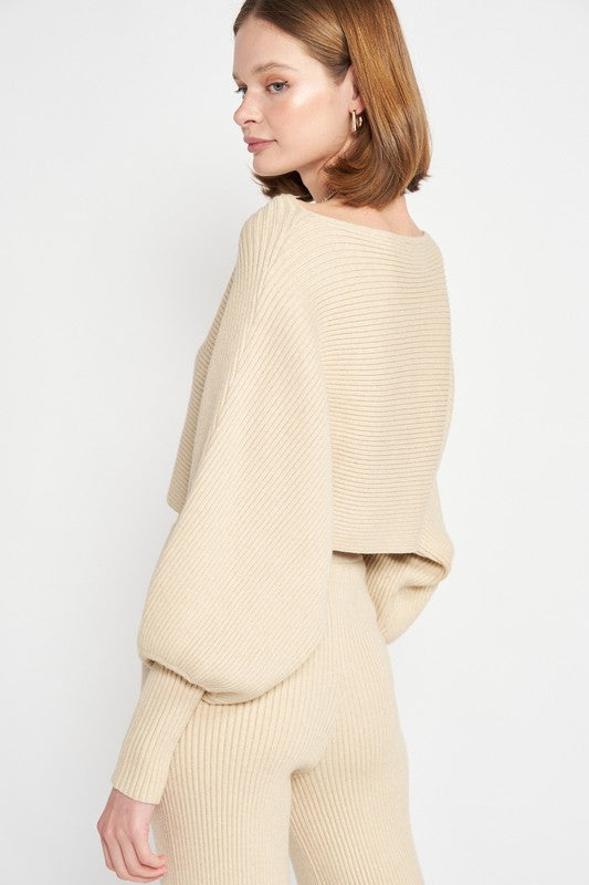 Dolman Sleeve Cropped Sweater - steven wick