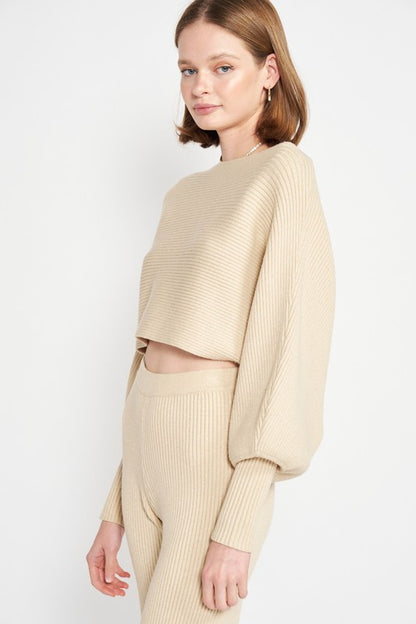 Dolman Sleeve Cropped Sweater - steven wick
