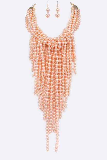 Statement Pearl Drop Necklace Set - steven wick