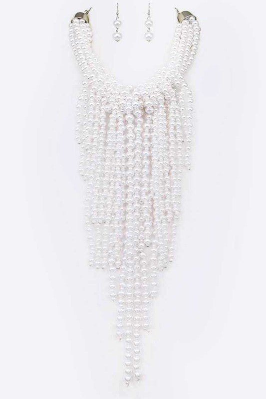 Statement Pearl Drop Necklace Set - steven wick