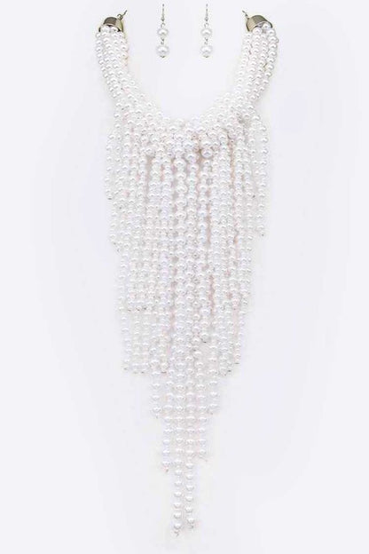 Statement Pearl Drop Necklace Set - steven wick