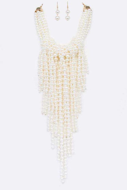 Statement Pearl Drop Necklace Set - steven wick