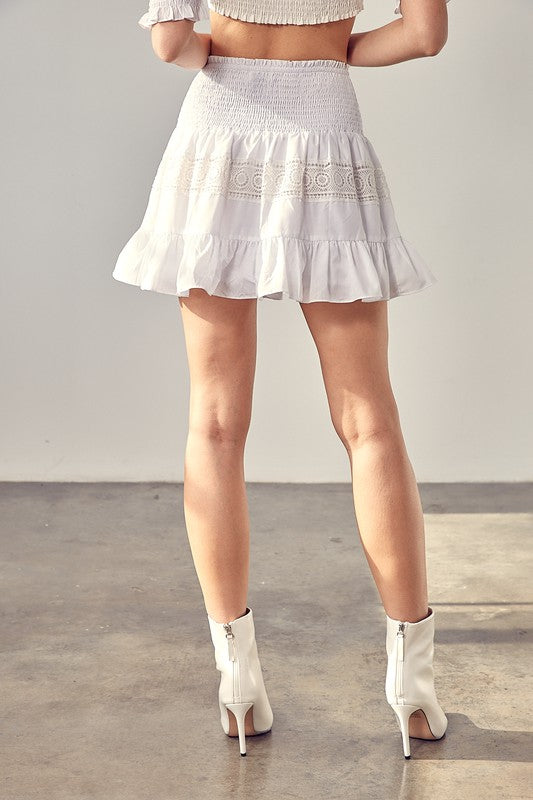 Lace Trim Detail Mini Skirt - steven wick