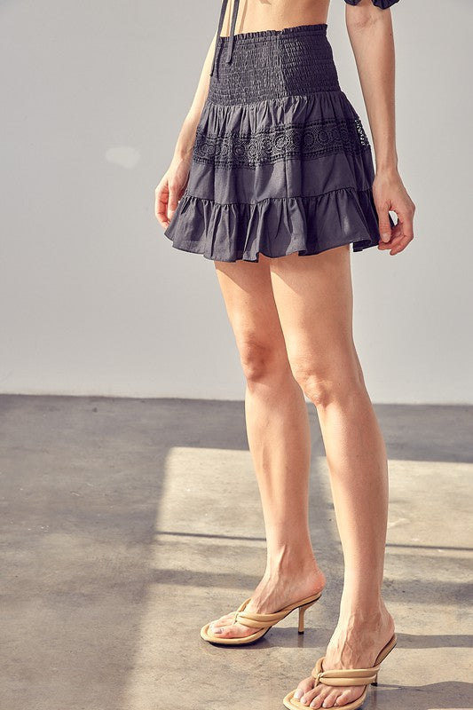 Lace Trim Detail Mini Skirt - steven wick