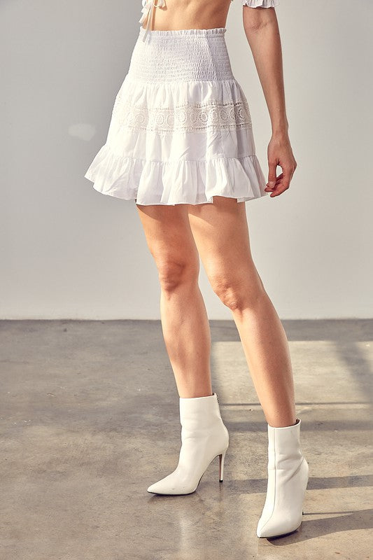 Lace Trim Detail Mini Skirt - steven wick