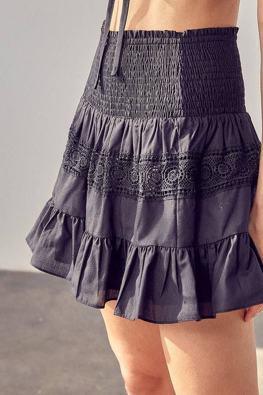 Lace Trim Detail Mini Skirt - steven wick