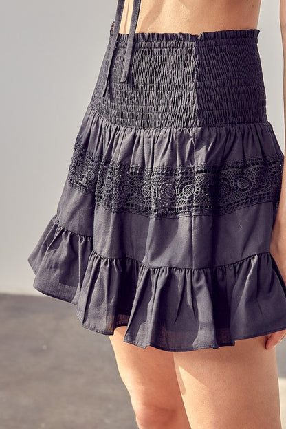 Lace Trim Detail Mini Skirt - steven wick