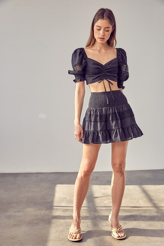Lace Trim Detail Mini Skirt - steven wick