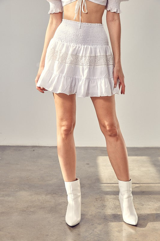 Lace Trim Detail Mini Skirt - steven wick