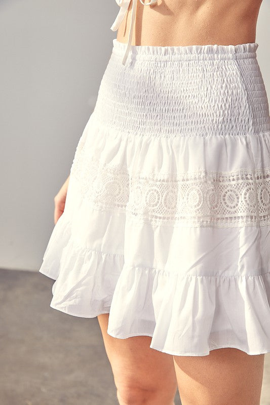 Lace Trim Detail Mini Skirt - steven wick