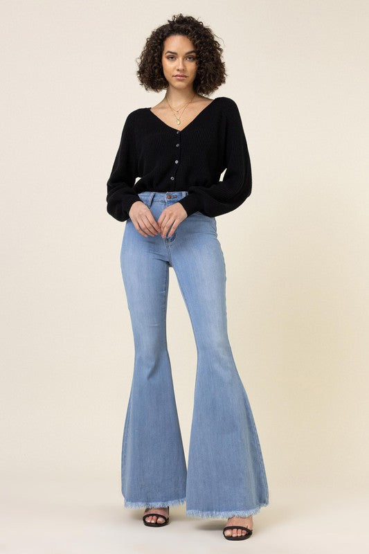 Light Stone High Waisted Flare Jeans - steven wick