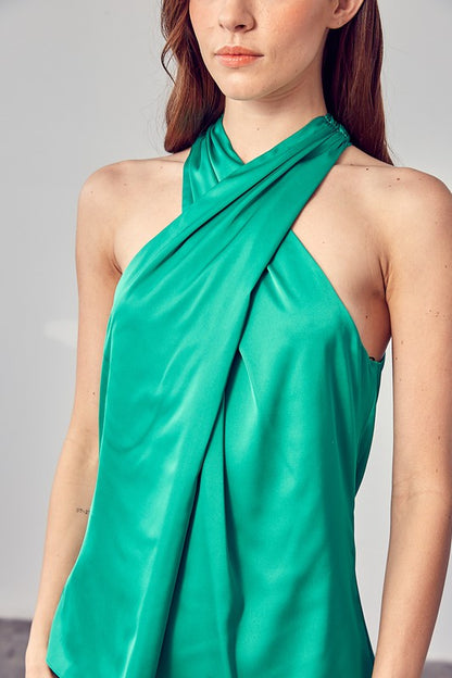 Cross Neck Sleeveless Top - steven wick