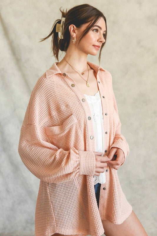 Soft Thermal Knit Shacket Top - steven wick