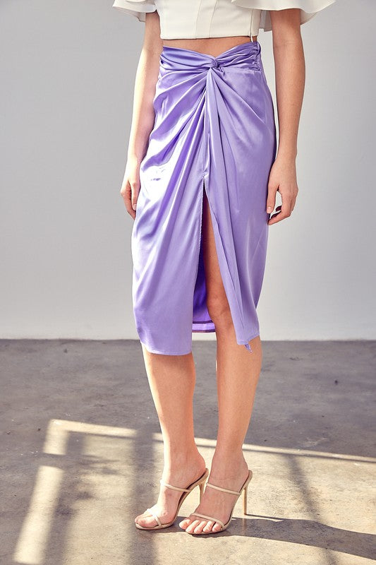 Side Gathered Skirt With Short Slit - steven wick