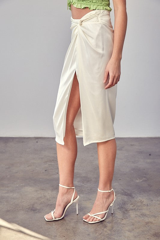 Side Gathered Skirt With Short Slit - steven wick