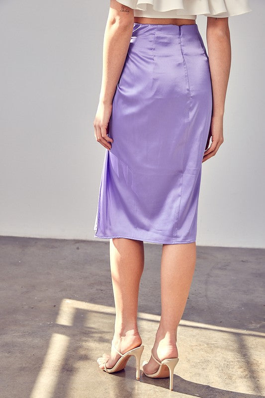 Side Gathered Skirt With Short Slit - steven wick
