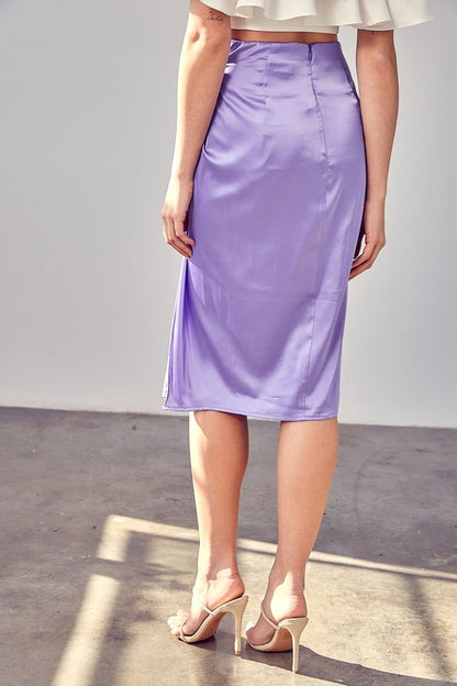 Side Gathered Skirt With Short Slit - steven wick