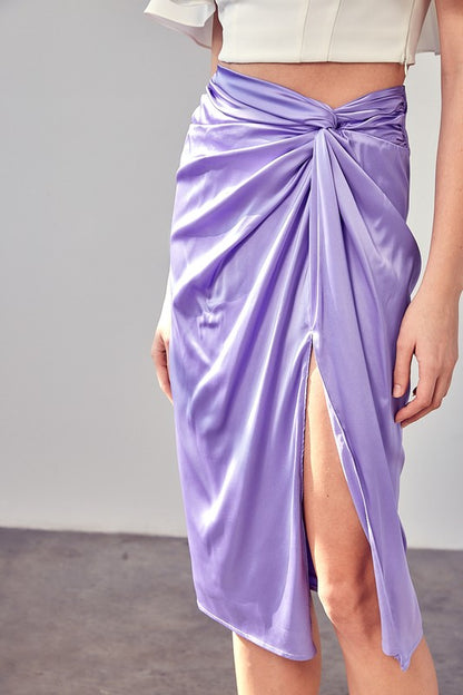 Side Gathered Skirt With Short Slit - steven wick