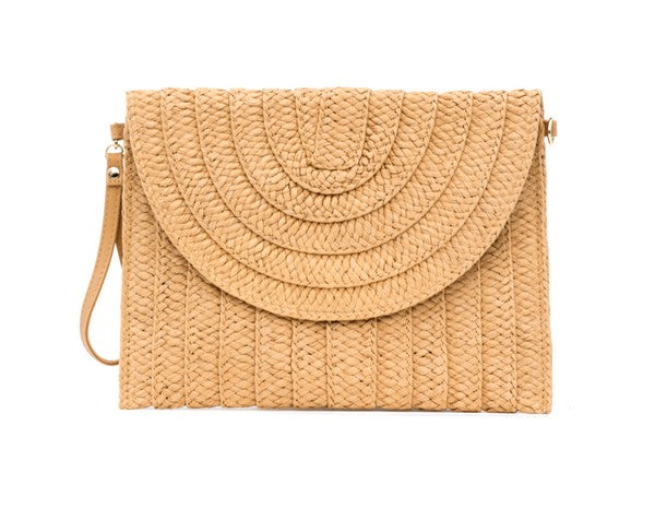 Straw Foldover Convertible Clutch Bag - steven wick