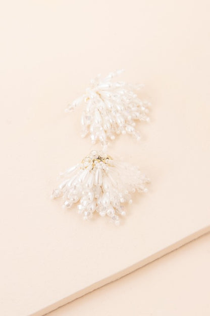 White Clear Bridal Flare Drop Earrings