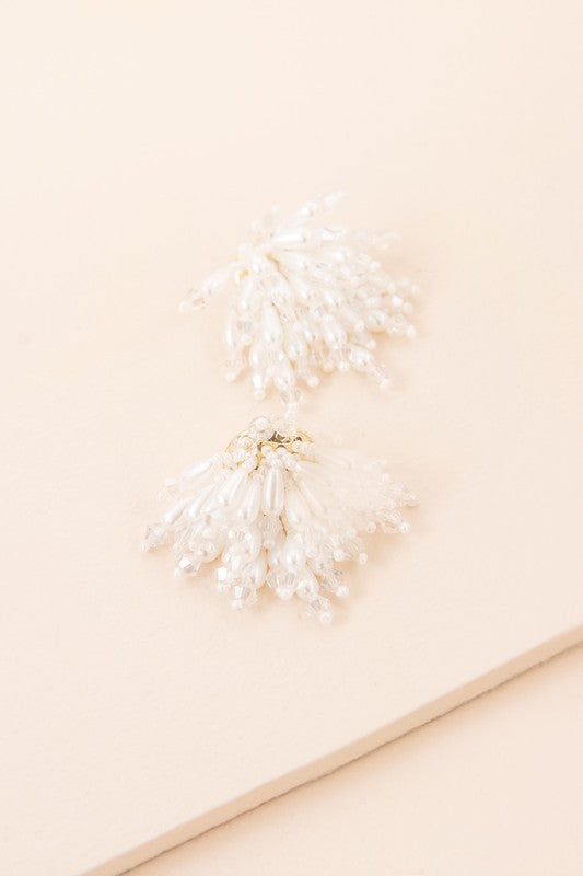 White Clear Bridal Flare Drop Earrings