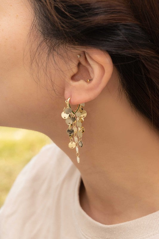 Glamorous Gold Dangle Hoop Earrings - steven wick