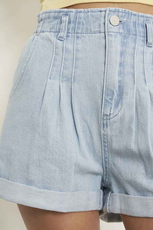 HIGH RISE PLEATED MOM SHORTS - steven wick