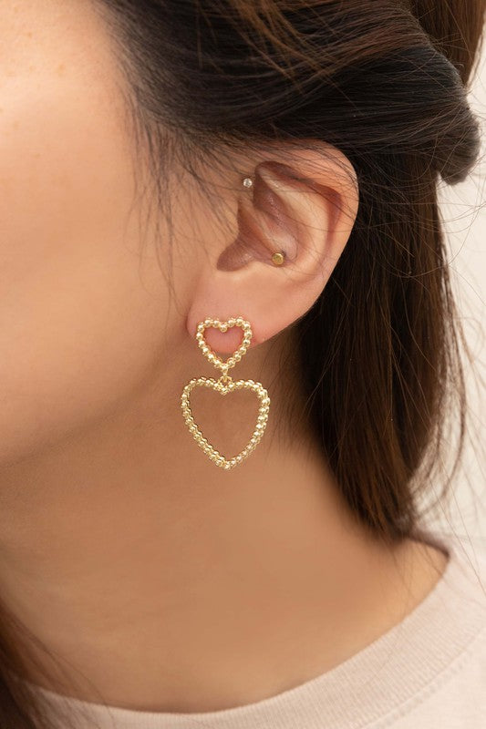 Gold Cara Heart Drop Earrings - steven wick