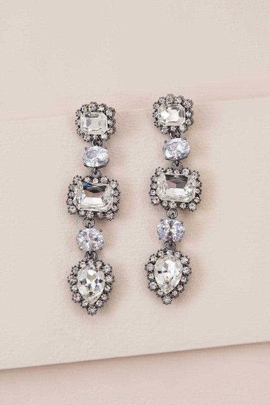 Sterling Silver Post Rhinestone Drop Earrings - steven wick