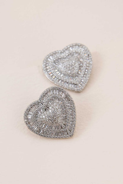 Sterling Silver Amiya Heart Statement Earrings