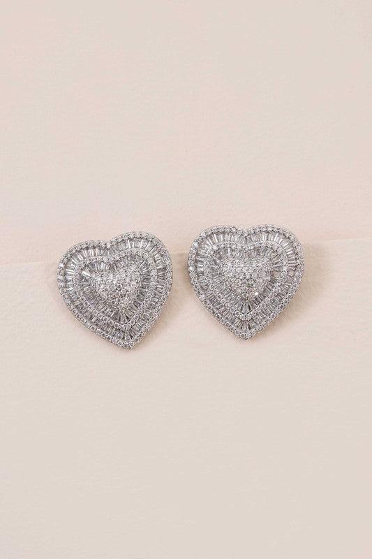 Sterling Silver Amiya Heart Statement Earrings