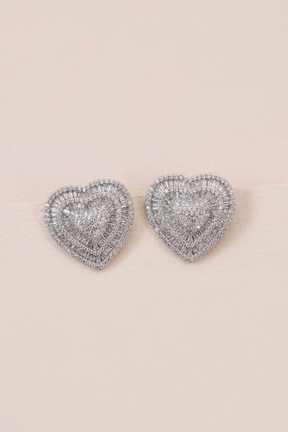 Sterling Silver Amiya Heart Statement Earrings - steven wick