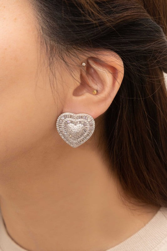 Sterling Silver Amiya Heart Statement Earrings