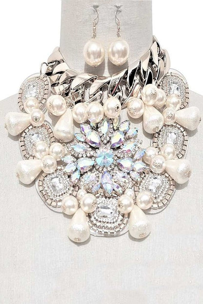 Bejewel Head Turner Statement Necklace Set - steven wick