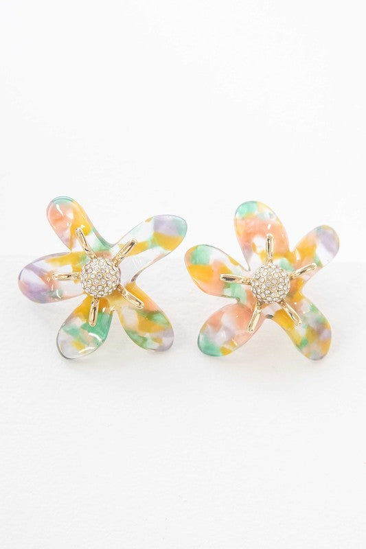 Multi-Colored Flower Power Post Earrings - steven wick