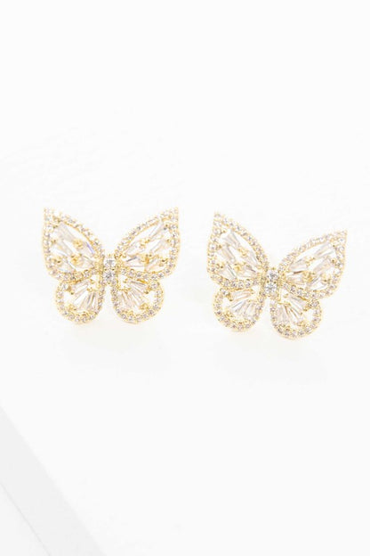 Gold Crystal Butterfly Earrings