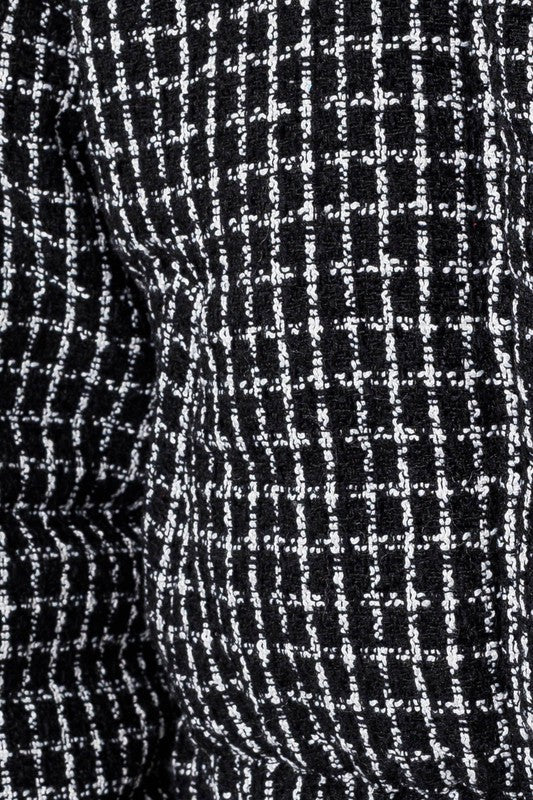 Long-sleeved Tweed Crop Puffer Jacket - steven wick